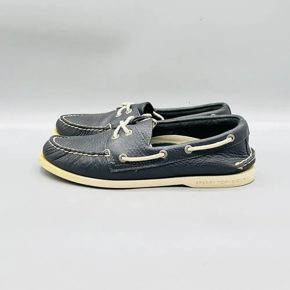 Sperry Shoes Mens 7.5 Blue Leather Top Sider Boat Deck Moc Toe Casual Comfort